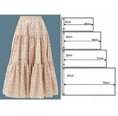 the size and measurements of a women's skirt with an attached waistline, which is