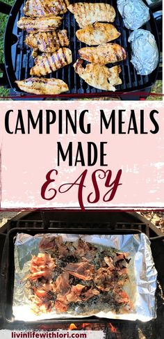 camping meals made easy on the grill with text overlay