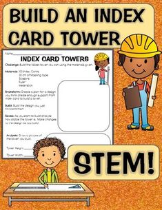 Do your students love STEM challenges?  Get them thinking outside the box with this simple challenge.  Students are asked to build a tower with only index cards and a small amount of tape.  Students will need to analyze and revise thorough the challenge.-building skills of cooperation, problems solving and critical thinking! Index Card Challenge, Tower Stem Challenge, Card Tower, Homeschool Units, Steam Lab, Summer Stem, Index Card, Stem Challenges