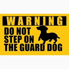 a warning sign with the words do not step on the guard dog in black and yellow