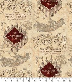 the maradors map on parchment paper with red ink and black lettering, as well as an image of hogwart's castle