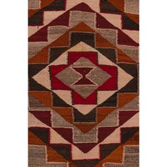 a multicolored area rug with an abstract design on the front and back side