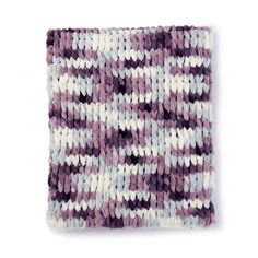 a purple and white knitted dishcloth