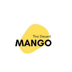 the logo for thai dessert mango, which is yellow with black letters and an orange circle