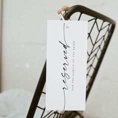 BLAIR Modern Minimalist Wedding Reserved Chair Tag Invitation Reserved Seating Tags Wedding, Reserved Signs For Wedding, Reserved Seating Wedding, Reserved Seating Sign, Reserved Wedding Signs, Stationary Ideas, Reserved Seating, Minimalist Layout