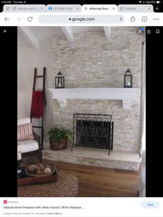 a living room with a fire place next to a couch