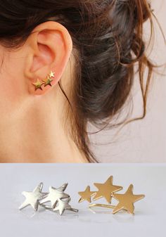 Cincin Diy, Ear Cuff Gold, Texas Star, Nickel Free Jewelry, Ear Climber, Ear Pins, Gold Ear Cuff, Earrings Ear, Pretty Jewellery