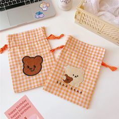 Cherry Pics, Girl School Supplies, Kawaii Bear, Sticker Organization, Packaging Ideas Business, Pastel Orange, Bear Birthday, Aesthetic Pastel