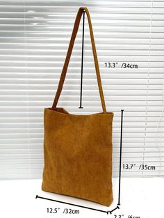 Olivia Mark - Minimalist Corduroy Square Bag  - Women Shoulder Bags Everyday Brown Corduroy Bag, Brown Rectangular Corduroy Bag, Brown Corduroy Rectangular Bag, Rectangular Corduroy Shoulder Bag, Brown Rectangular Corduroy Shoulder Bag, Brown Corduroy Rectangular Shoulder Bag, Preppy Bags, Plain Style, Brown Pattern