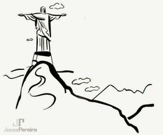 a drawing of jesus standing on top of a mountain