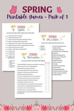 Introducing our 3-pack Spring games bundle: a printable PDF for instant digital download! Perfect for parties, office gatherings, or classroom fun. Includes riddles, flower match, and fact or fiction. Download, print, and play now! Trivia Party, Riddle Games, Fact Or Fiction, Spring Printables, Group Ideas