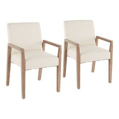 two white chairs sitting next to each other