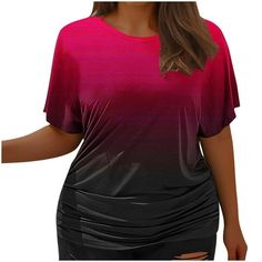 Women's Fashionable Casual Short Sleeved Waist Pleated Round Neck Large Short Sleeved T-shirt Top Features: 1.It is made of materials, enought for your daily wearing. 2.Very cool to wear , very new to appearance. 3.Comfortable and pleasant, can wear personality at home or at work. 4.This lightweight, tops is perfect for those Comfortable days! 5.Keep improving in order to make your clothes more comfortable. Product Description: Season:Four Seasons Gender:Women Occasion:Home,Daily Material:Imitat Plus Size Shirts For Women, Loose Tunic, Summer Soft, Basic T Shirts, Shirts Summer, Short Sleeve Tunic, Womens Tops Summer, Loose Shirts, Trendy Shirts