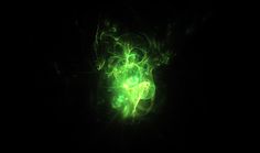 an abstract green and black background with swirls in the center, on a dark surface