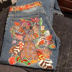 Nwt Basil And Maude Embroidered Jeans Bohemian Floral Embroidered Jeans For Fall, Studded Jeans, Embroidered Jeans, Jeans Color, Cut And Color, Colored Jeans, Jeans And Boots, Basil, Boot Cut