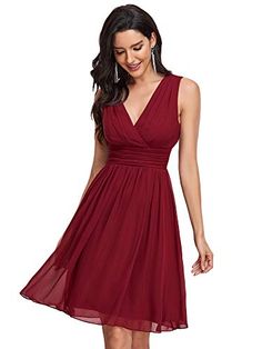 Ever-Pretty Women's Sleeveless Knee-Length V Neck Ruched Chiffon Formal Party Dress 3989 Dress For Party Elegant, Dress Outfits For Winter, Rue Euphoria Outfits, Stylish Women Outfits, Dresses In Winter, Menswear For Women, Outfits Nashville, Baddie Winter Outfits, Diy Prom Dress