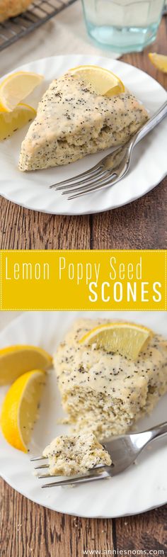 lemon poppy seed scones on a white plate