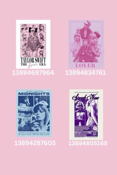 four different movie posters on a pink background