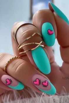 Miami Vice Nails, Neon Nail Designs 2024, Funky Spring Nails, Nail Art Summer 2024, Valentines Nails Ideas, Wild Nail Designs, Nail 2023, Vday Nails, 2023 Nail