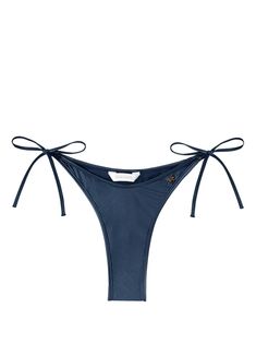 indigo blue metallic effect monogram plaque low-rise side-tie bottoms Be mindful to try on swimwear over your own garments. Elegant Tie-side Bottoms For Poolside, Club Tropicana, Slouch Socks, Summer Swim Suits, Metallic Blue, Palm Angels, Indigo Blue, Office Wear, Workout Wear