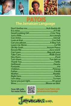 an advertisement for the jamaican language program, featuring pictures of people in different countries and colors