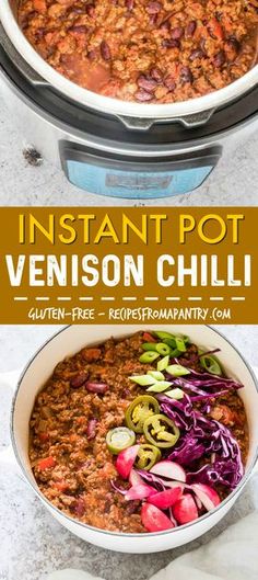 instant pot venison chilli with red cabbage and onions