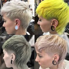 Unique Pixie Cuts, Short Mullet With Shaved Sides, Trendy Mullet For Women, Punk Short Hair, Short Punk Hairstyles, Pixie Fade, Pixie Mohawk, Punk Haircut