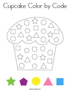 the cupcake color by code for kids to learn how to draw and paint it