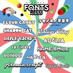 an advertisement for font's reo with various types of font and colors on it