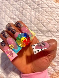 #nails #klaws #acrylicnaildesigns #blackgirl #ducknails Y2k Nails Duck, B Day Nails, Done List, Nails Coffin Short, Love Feeling, Long Acrylic, Long Acrylic Nails Coffin