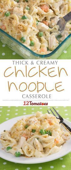 this chicken noodle casserole is loaded with noodles and vegetables