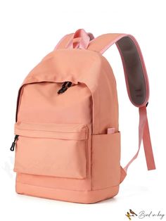 BirdinBag - Versatile Adjustable-Strap Minimalist Backpack for Optimal Functionality Softback Backpack With Adjustable Strap For Study, Adjustable Strap Softback Backpack For Study, Solid Backpack With Adjustable Strap For Daily Use, Solid Everyday Portable Backpack, Portable Solid Backpack For Everyday Use, Portable Backpack For Everyday Use, Minimalist Backpack, Style Preppy, Color Coral