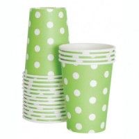 green and white polka dot cups stacked on top of each other