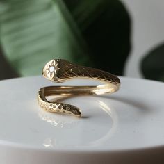 Gold Plating Adjustable Band (fits most ring sizes) Serpent Shape Cubic Zirconia Gemstones Serpent Ring, Band Fits, Moon Ring, The Ivy, Star Ring, Ring Sizes, Coin Necklace, Gold Plating, Ivy