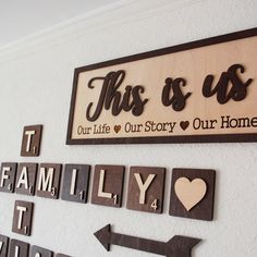 this is us our life our story our home and family wooden signs on the wall