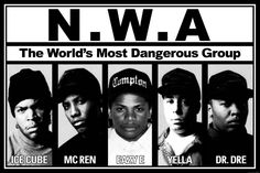 the world's most dangerous group is featured in this black and white poster for nwa