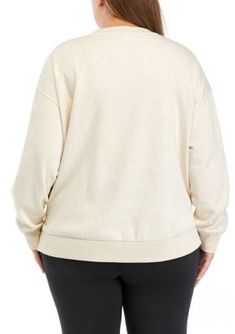 Designed for a comfortable fit during cold-weather outings, this comfy fleece sweater is finished with long drop-shoulder sleeves and a classic crew neckline. | Body & Sol Women's Plus Size Fleece Sweater, 2X Fleece Sweater, Shoulder Sleeve, Drop Shoulder, Crew Neckline, Cold Weather, Comfort Fit, Plus Size