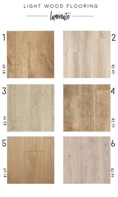 the different types of wood flooring in various sizes and colors, including light wood