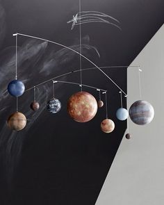 solar system with planets hanging from the ceiling