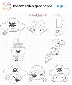 some drawings of pirate hats and other items