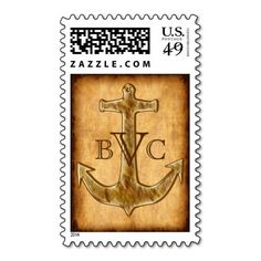 a postage stamp with an anchor and the letter b c on it's side