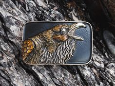 The raven symbolizes prophecy, insight, transformation, and intelligence. It can also represent long-term success in love and finding devoted, faithful partners. Ravens are happier when they are with one person over a group. People with a raven spirit animal prefer quiet over noise and stillness over constant movement. Class up your wardrobe with this beautiful handmade heirloom quality bronze belt buckle. Measures approximately 4 inches across with a backing that was welded on to fit an 1 1/2 i Raven Spirit Animal, Bozeman Mt, The Raven, Ravens, Spirit Animal, Belt Buckle, Belt Buckles, Buckle, Wardrobe