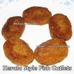 several fried food items on a plate with the words kerala style fish cakes