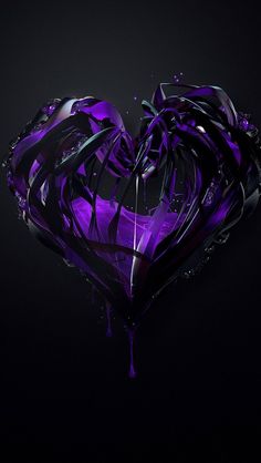 a purple heart shaped object on a black background