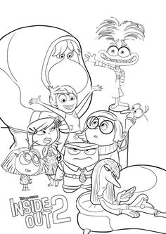 cartoon characters from inside out 2 coloring page for kids to color and enjoy the day