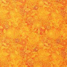 an orange and yellow background with lots of flowers