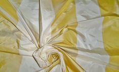 "Stroheim & romann bonita stripes silk taffeta fabric 10 yards click on photos to enlarge... colorway: gold (goldenrod) cream repeats: h 8 7/8\" approx width: 54\" 100% silk taffeta imported from france retails for over $220 a yard via your designer.... please ask questions, as there are no returns." Silk Velvet Fabric, Taffeta Fabric, Silk Taffeta, Gold Cream, Stripe Silk, Fabric Remnants, Gorgeous Fabrics, Striped Fabrics, Silk Velvet