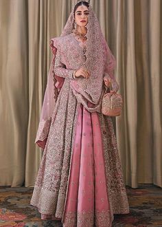 Timeless Elegant Tea Pink Pakistani Bridal Dress Gown Pishwas in Lehenga Style Pink Pakistani Bridal Dress, Pakistani Bridal Dress, Lehenga Style, Indian Embroidery, Pakistani Bridal, Dress Gown, Bridal Lehenga, Bridal Dress, Designer Wedding Dresses