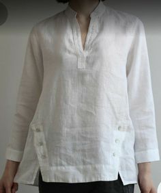 Lenin Shirts Women, Cotton Tops Designs, Linen Top Women, Linen Shirts Women, Kurta Neck Design, Cotton Kurti Designs, Fashion Tops Blouse, Irregular Hem