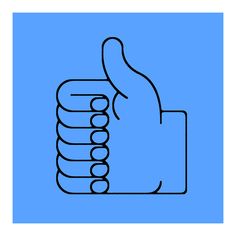 a line drawing of a hand giving the thumbs up sign on a light blue background